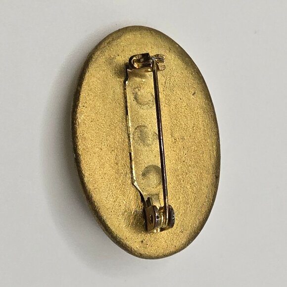 VTG Brooch Art Nouveau Oval Ceramic Hand Painted Floral Pin Jewelry Fairy Boho - Picture 7 of 10